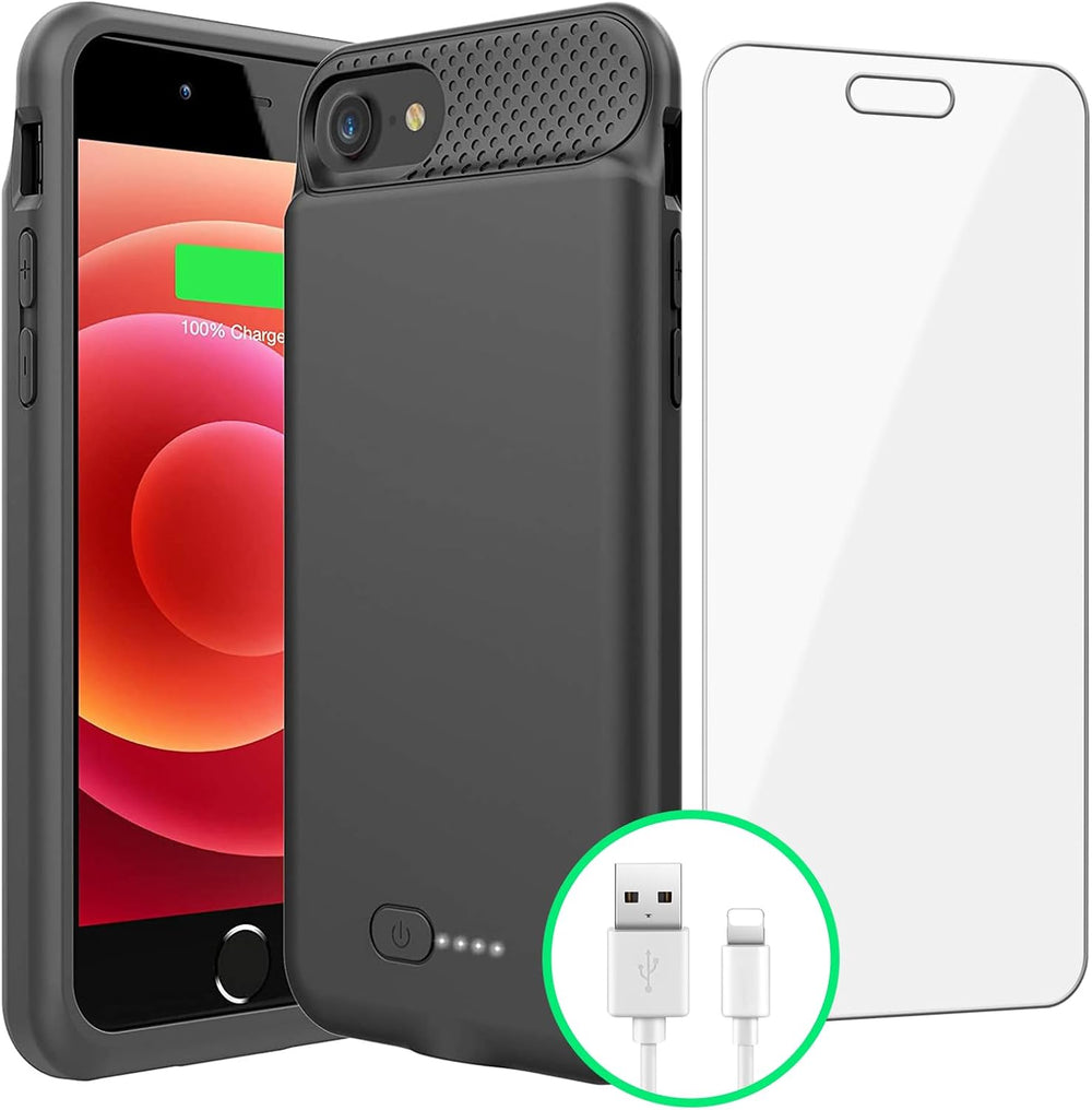 Battery Case for Iphone 8/7/6S/6/Se(2022/2020), Ultra Slim Powerful 6000Mah Charging Case 360°Protection Rechargeable Extended Battery Charger Cases for Iphone 8/7/6S/6/Se(3Rd and 2Nd Gen)