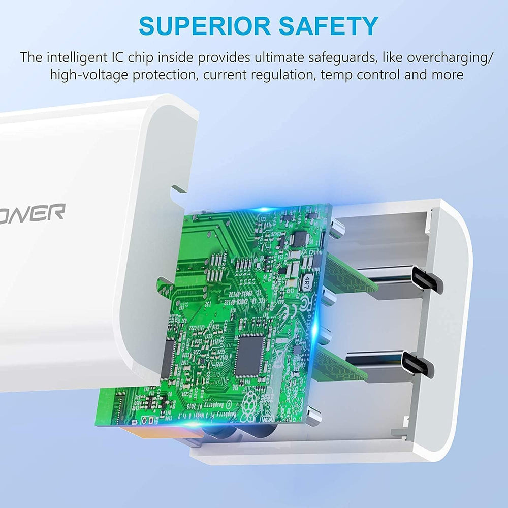 USB C Charger,  2Pack Type C Fast Charger, Dual Port 25W PD Fast USB C Iphone Wall Charger Compatible with Iphone 16/16 Pro/15/14/13/12/11/Se/Xs, Galaxy, Pixel 4/3 and More