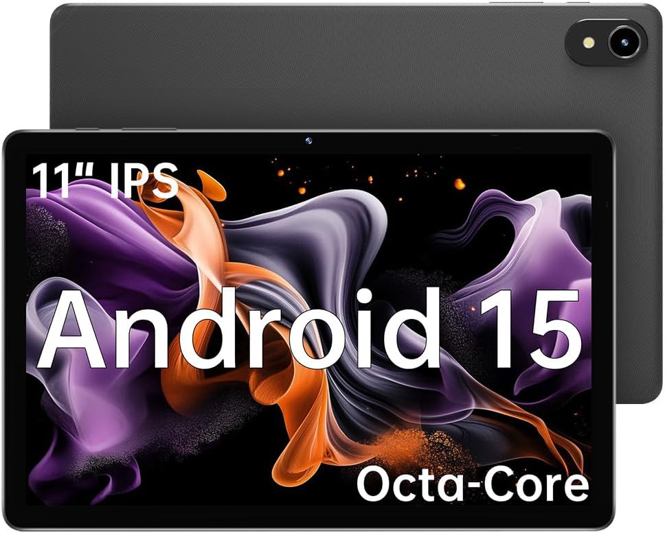 11" Tablet, 2025 Android 15 with Octa-Core Processor, 8GB RAM+128GB ROM(1TB Expandtion), 7000Mah Battery, HD IPS Large Tableta,Wifi 6&BT5.0, Support GMS (Case Not Included)
