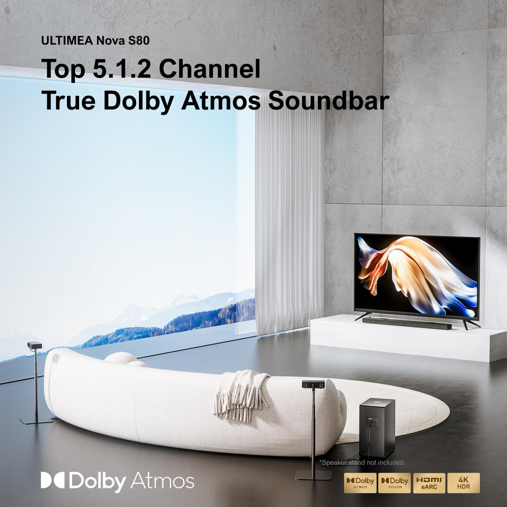 5.1.2 Dolby Atmos Soundbar with 8" Wireless Subwoofer, Upward-Firing Speakers, Surround Sound System for TV & Home Theater, 4K HDR Audio, Nova S80 (2025 Upgraded Speakers)