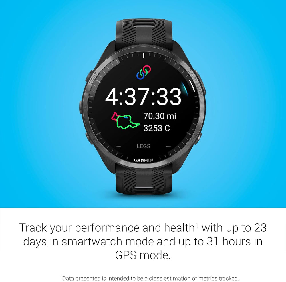 Forerunner® 965 Running Smartwatch, Colorful AMOLED Display, Training Metrics and Recovery Insights, Black and Powder Gray, 010-02809-00