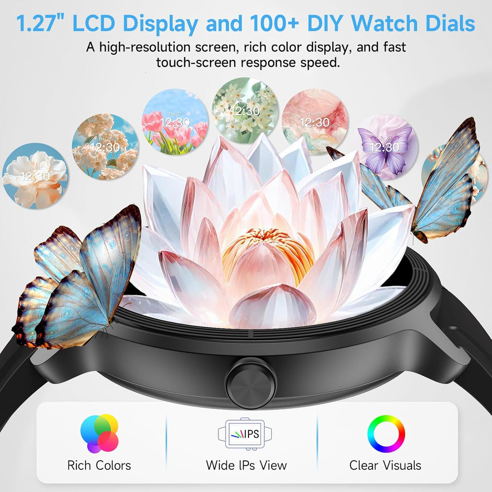 Smart Watch for Men Women, 1.27" HD Touchscreen Fitness Tracker, Bluetooth Calling, 100+ Sports Modes, Sleep Monitor, IP68 Waterproof, Compatible with Android & Iphones