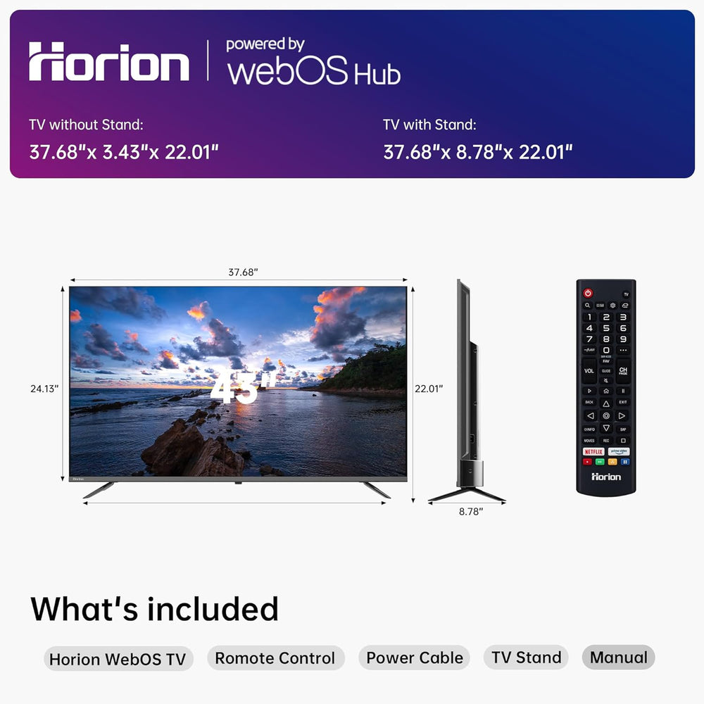 43 Inch Smart TV, 4K UHD LED TV with Webos 22, Ultra Slim Television with Mega Contrast, HDR10, Dolby Audio - Streaming Live, Bluetooth, Hdmi, Wifi ((P6D Series, 2025)