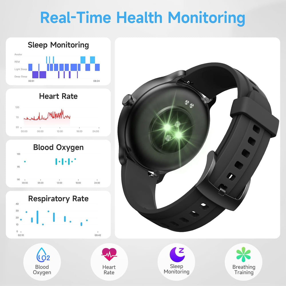 Smart Watch for Men Women, 1.27" HD Touchscreen Fitness Tracker, Bluetooth Calling, 100+ Sports Modes, Sleep Monitor, IP68 Waterproof, Compatible with Android & Iphones