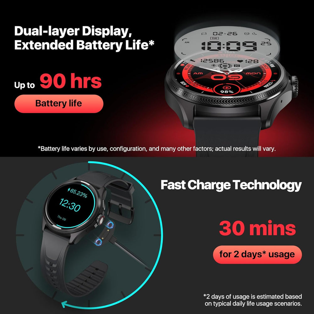 Pro 5 Enduro Smartwatch for Men 1.43" Android Wear OS Smart Watch 90 Hrs Battery 110+ Workout Modes Health Fitness Tracker Outdoor 5ATM GPS Compass Not Compatible with Iphone