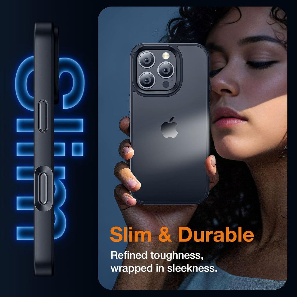 Case for iPhone 16 Pro, Shockproof for Iphone 16 Pro Phone Case, Military Grade Drop Protection, Protective Hard Back Slim Translucent Cover,Black