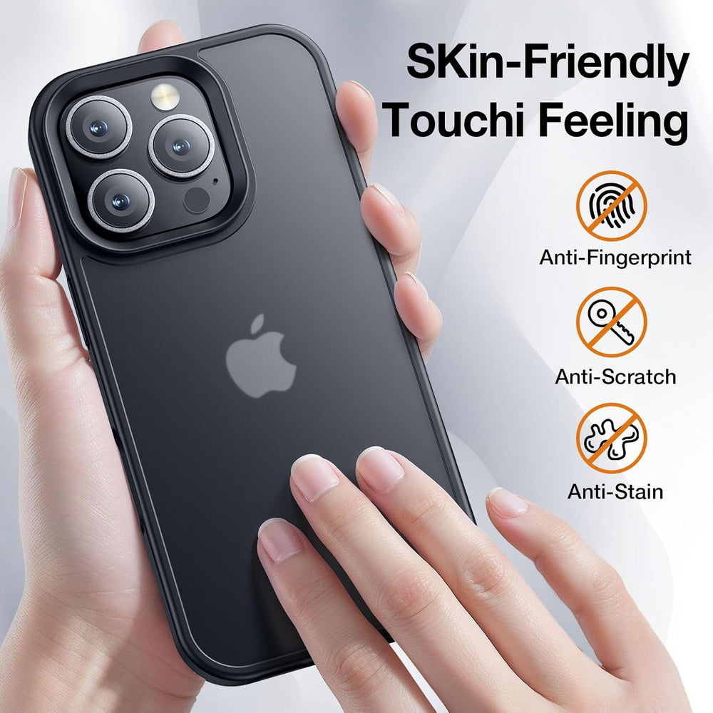 Case for iPhone 16 Pro, Shockproof for Iphone 16 Pro Phone Case, Military Grade Drop Protection, Protective Hard Back Slim Translucent Cover,Black