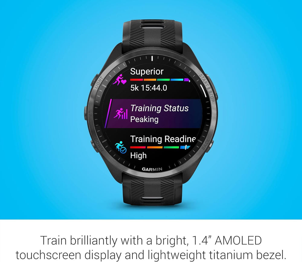 Forerunner® 965 Running Smartwatch, Colorful AMOLED Display, Training Metrics and Recovery Insights, Black and Powder Gray, 010-02809-00