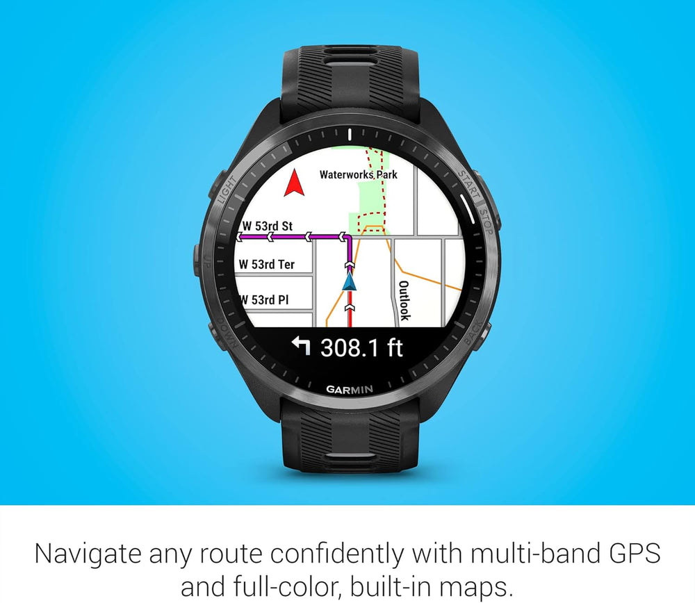 Forerunner® 965 Running Smartwatch, Colorful AMOLED Display, Training Metrics and Recovery Insights, Black and Powder Gray, 010-02809-00