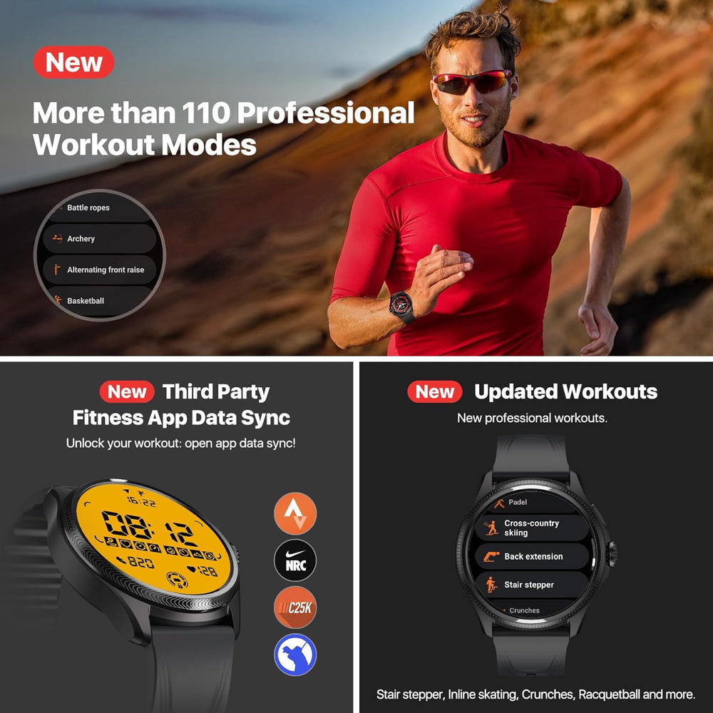 Pro 5 Enduro Smartwatch for Men 1.43" Android Wear OS Smart Watch 90 Hrs Battery 110+ Workout Modes Health Fitness Tracker Outdoor 5ATM GPS Compass Not Compatible with Iphone