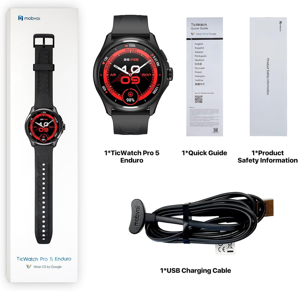 Pro 5 Enduro Smartwatch for Men 1.43" Android Wear OS Smart Watch 90 Hrs Battery 110+ Workout Modes Health Fitness Tracker Outdoor 5ATM GPS Compass Not Compatible with Iphone