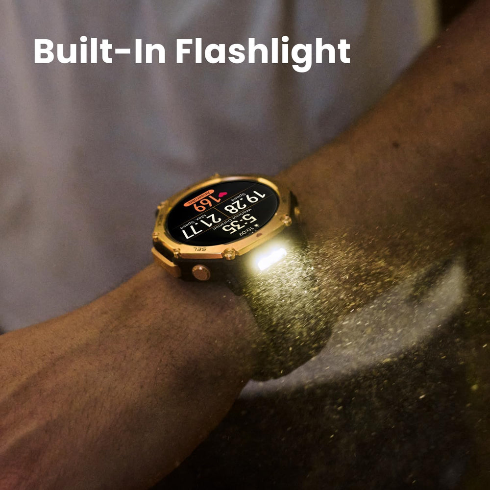 T-Rex 3 Pro Outdoor Smart Watch 48Mm Sapphire AMOLED Display, Ti Bezel, Dual Band GPS, Offline Maps, 25 Days Battery, Built-In Flashlight, 10 ATM, 180+ Sports Mode for Android & Iphone, Black