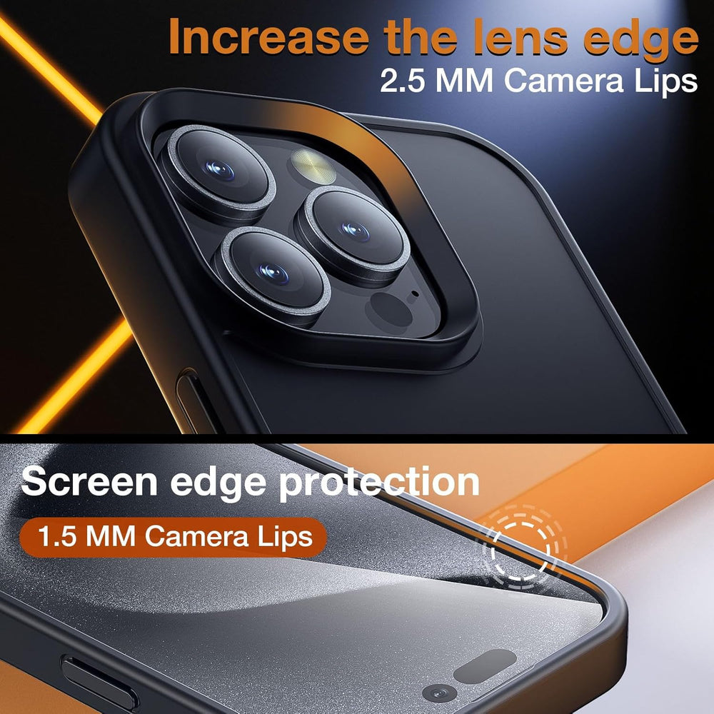 Case for iPhone 16 Pro, Shockproof for Iphone 16 Pro Phone Case, Military Grade Drop Protection, Protective Hard Back Slim Translucent Cover,Black