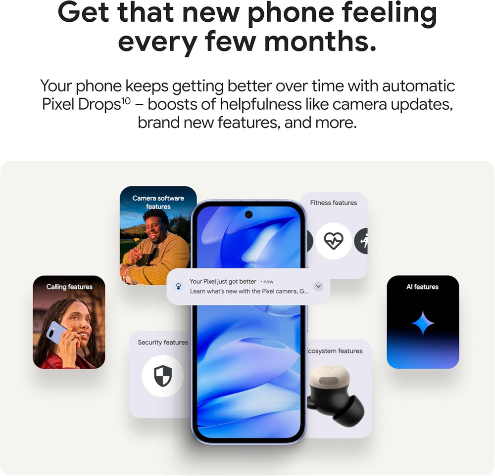 Pixel 9A with Gemini - Unlocked Android Smartphone with Incredible Camera and AI Photo Editing, All-Day Battery, and Powerful Security - Obsidian - 128 GB