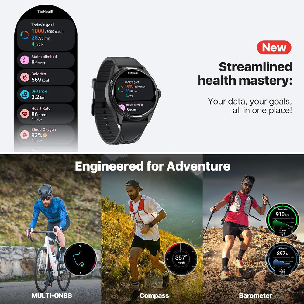 Pro 5 Enduro Smartwatch for Men 1.43" Android Wear OS Smart Watch 90 Hrs Battery 110+ Workout Modes Health Fitness Tracker Outdoor 5ATM GPS Compass Not Compatible with Iphone