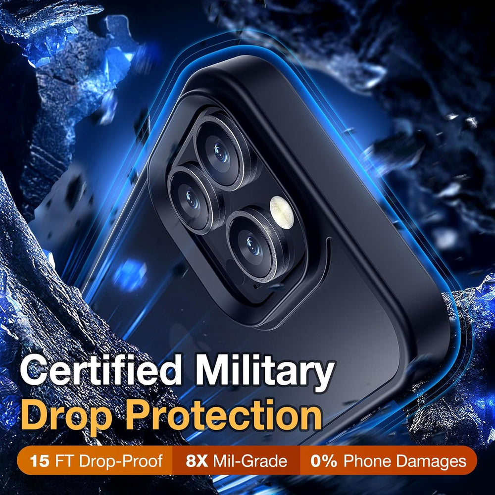 Case for iPhone 16 Pro, Shockproof for Iphone 16 Pro Phone Case, Military Grade Drop Protection, Protective Hard Back Slim Translucent Cover,Black