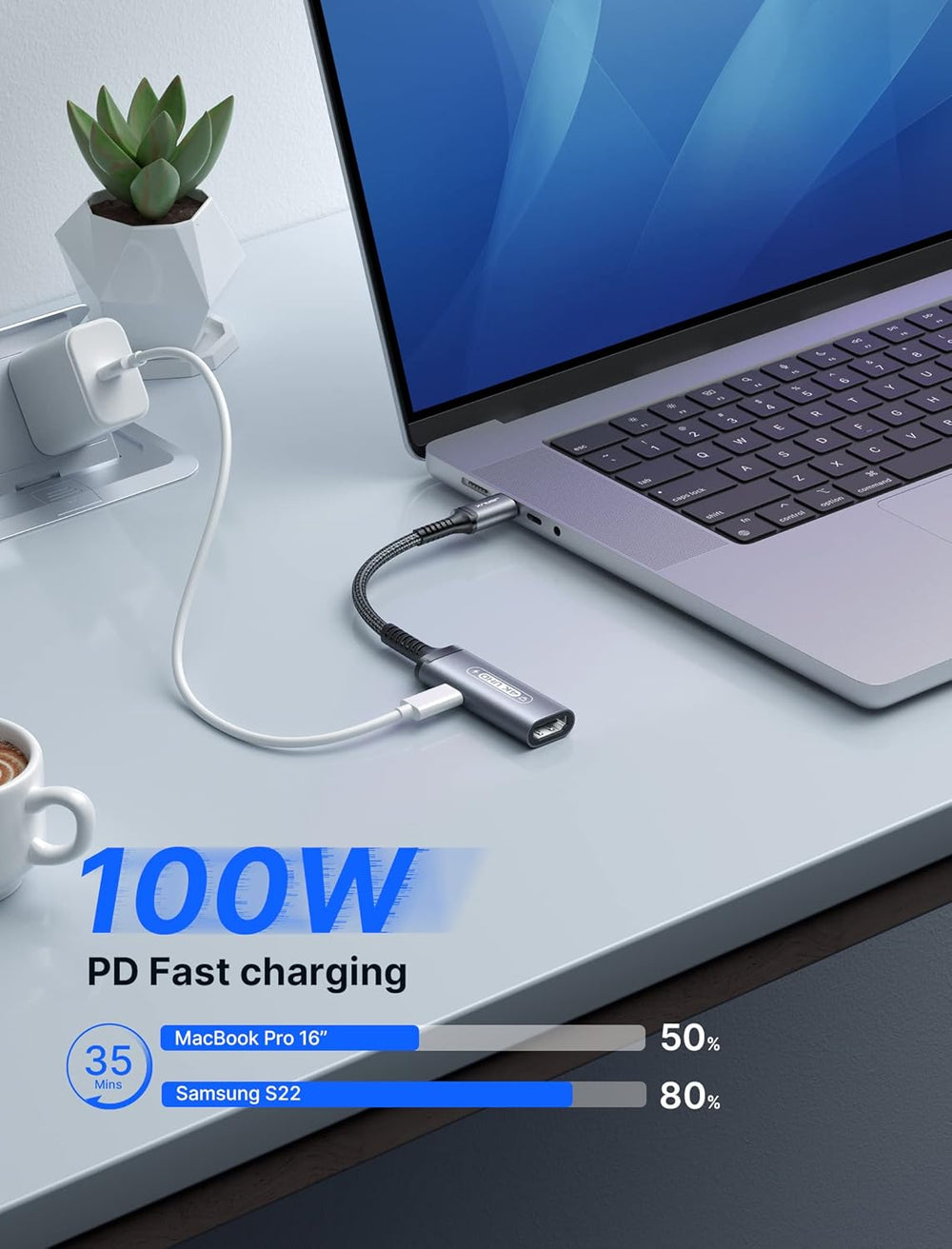 USB C to HDMI with PD Charger Adapter, 2-In-1 Type C to HDMI 4K@30Hz/100W Charging Compatible with Iphone 17 Pro Max/Air/ 16 Pro Max/15 Pro Max,Samsung S24/S23,Macbook,Dell,Steam Deck,Rog Ally