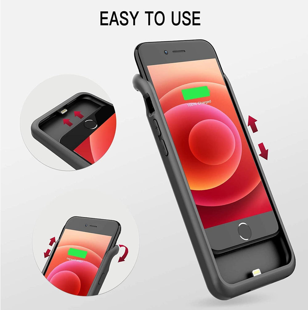 Battery Case for Iphone 8/7/6S/6/Se(2022/2020), Ultra Slim Powerful 6000Mah Charging Case 360°Protection Rechargeable Extended Battery Charger Cases for Iphone 8/7/6S/6/Se(3Rd and 2Nd Gen)