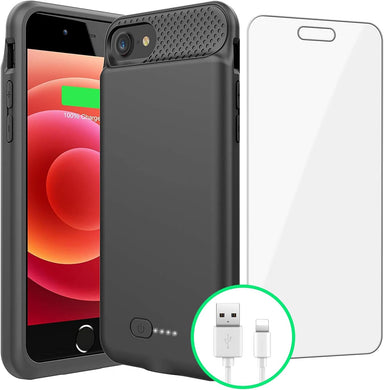 Battery Case for Iphone 8/7/6S/6/Se(2022/2020), Ultra Slim Powerful 6000Mah Charging Case 360°Protection Rechargeable Extended Battery Charger Cases for Iphone 8/7/6S/6/Se(3Rd and 2Nd Gen)