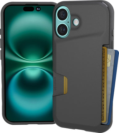 Wallet Case for Iphone 16 - Wallet Slayer Vol. 1 [Slim + Protective] Credit Card Holder - Drop Tested Hidden Flip Card Slot Cover Compatible with Apple Iphone 16 - Black Tie Affair