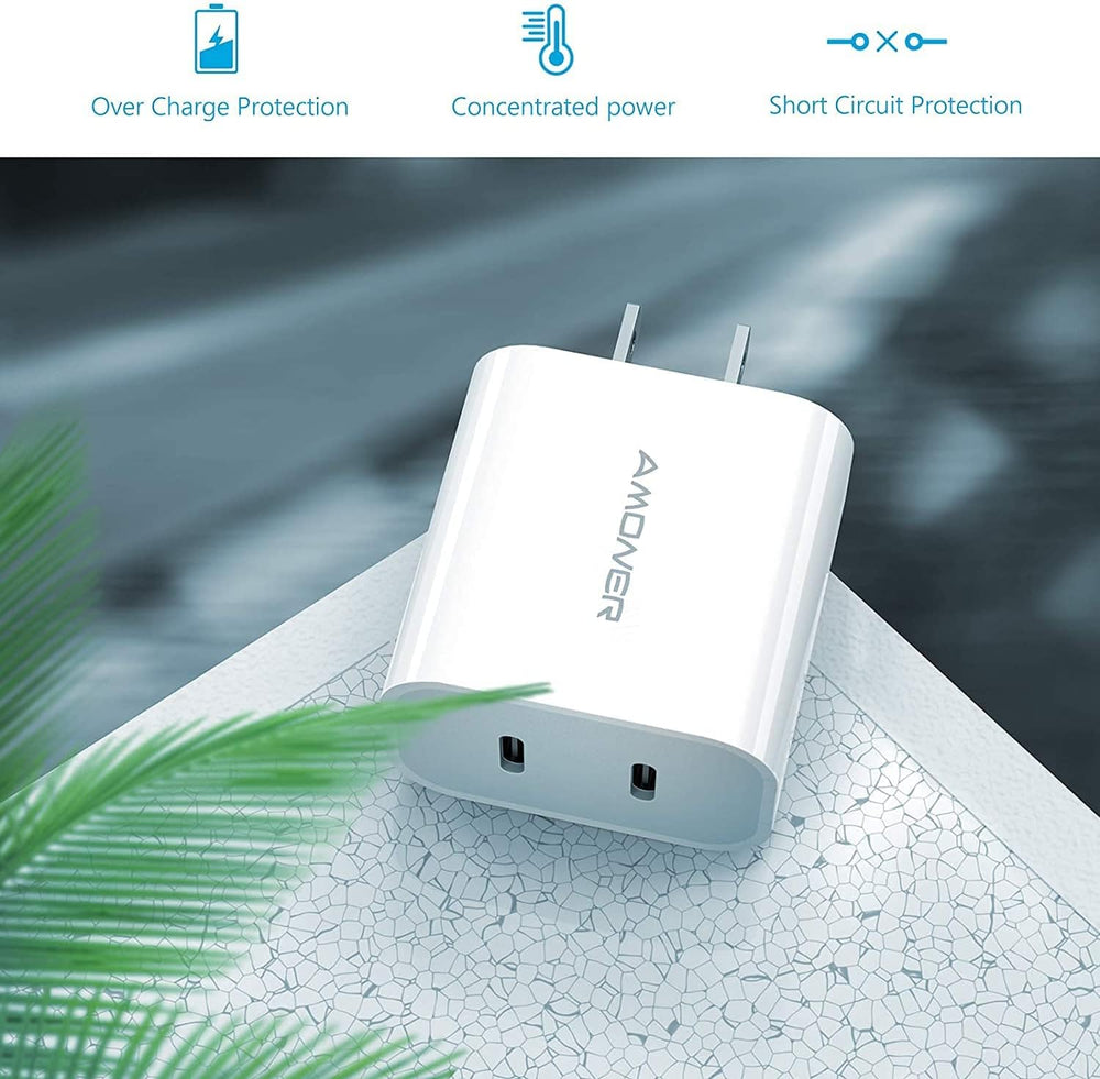USB C Charger,  2Pack Type C Fast Charger, Dual Port 25W PD Fast USB C Iphone Wall Charger Compatible with Iphone 16/16 Pro/15/14/13/12/11/Se/Xs, Galaxy, Pixel 4/3 and More