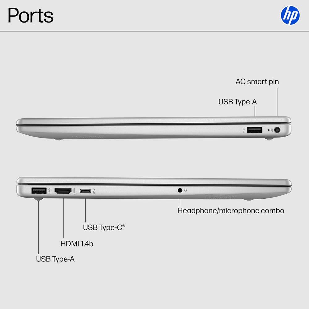 HP 15.6 Inch Laptop, HD Touchscreen Display, AMD Ryzen 3 7320U, 8 GB RAM, 256 GB SSD, AMD Radeon Graphics, Windows 11 Home, Natural Silver, 15-Fc0399Nr