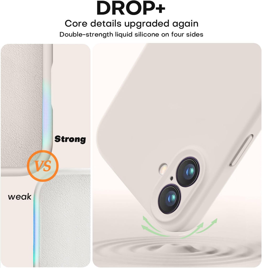 Case for Iphone 16, Liquid Silicone Upgrade [Camera Protection] [Soft Anti-Scratch Microfiber Lining] Shockproof Phone Case for Iphone 16 6.1 Inch - Stone