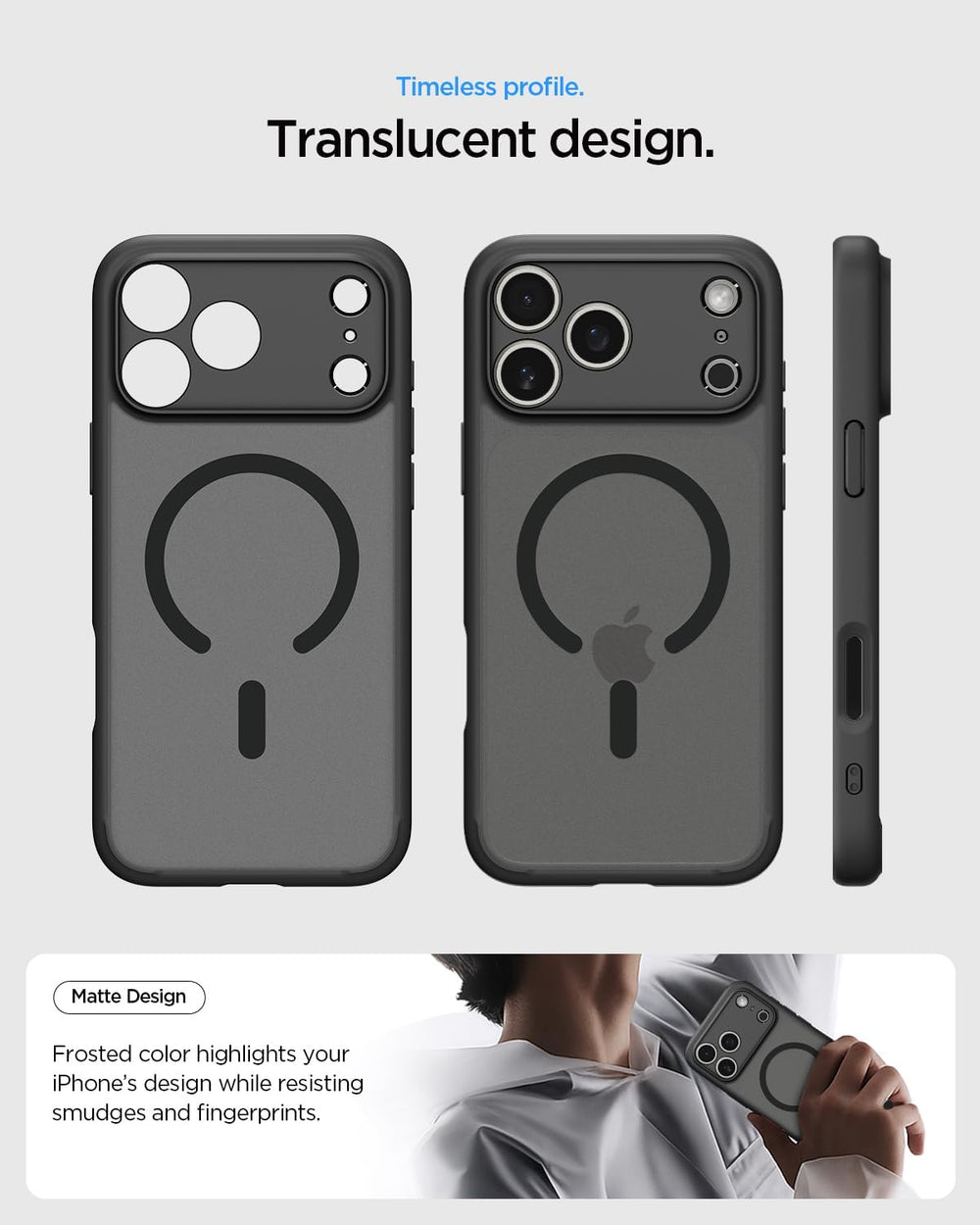 Case for Iphone 17 Pro, Ultra Hybrid Magfit [TPU Covered Camera Control] [Anti-Yellowing] [Compatible with Magsafe] - Frost Black