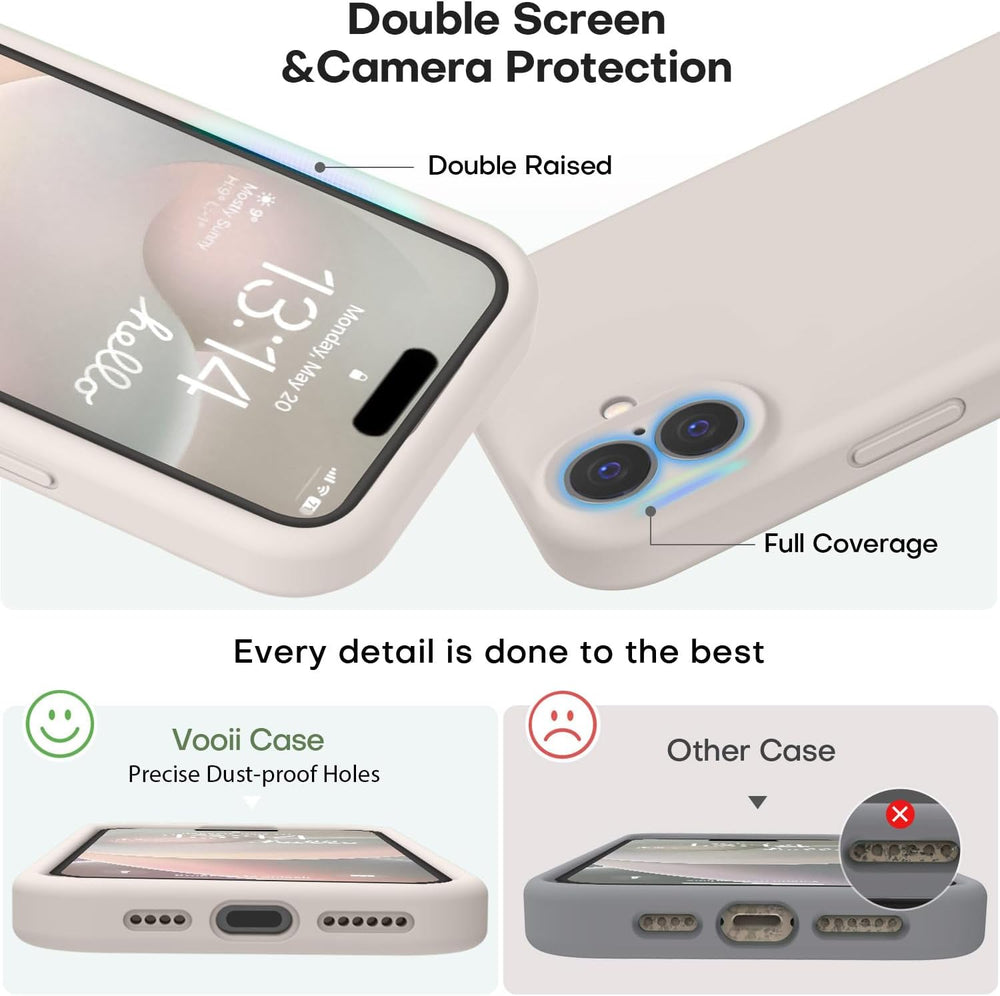Case for Iphone 16, Liquid Silicone Upgrade [Camera Protection] [Soft Anti-Scratch Microfiber Lining] Shockproof Phone Case for Iphone 16 6.1 Inch - Stone