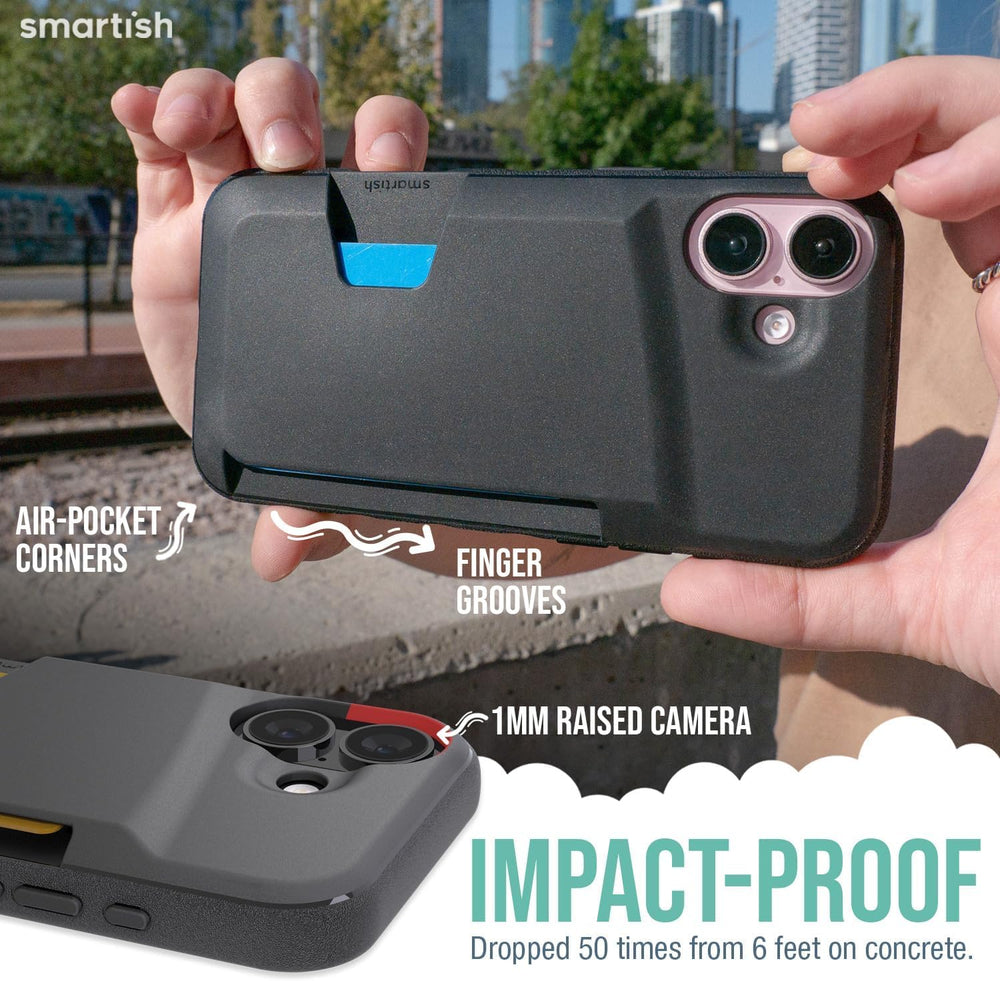 Wallet Case for Iphone 16 - Wallet Slayer Vol. 1 [Slim + Protective] Credit Card Holder - Drop Tested Hidden Flip Card Slot Cover Compatible with Apple Iphone 16 - Black Tie Affair