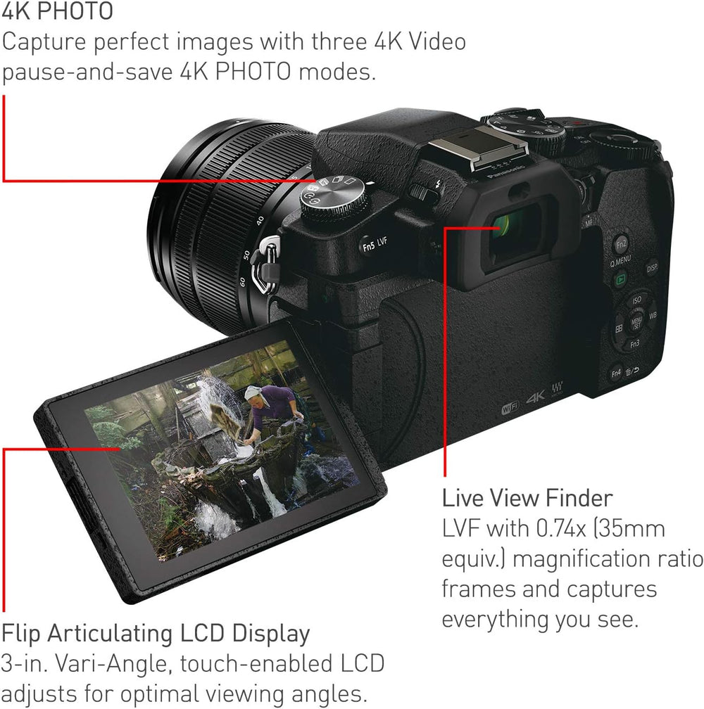 LUMIX G85 4K Digital Camera, 12-60Mm Power O.I.S. Lens, 16 Megapixel Mirrorless Camera, 5 Axis In-Body Dual Image Stabilization, 3-Inch Tilt and Touch LCD, DMC-G85MK (Black)