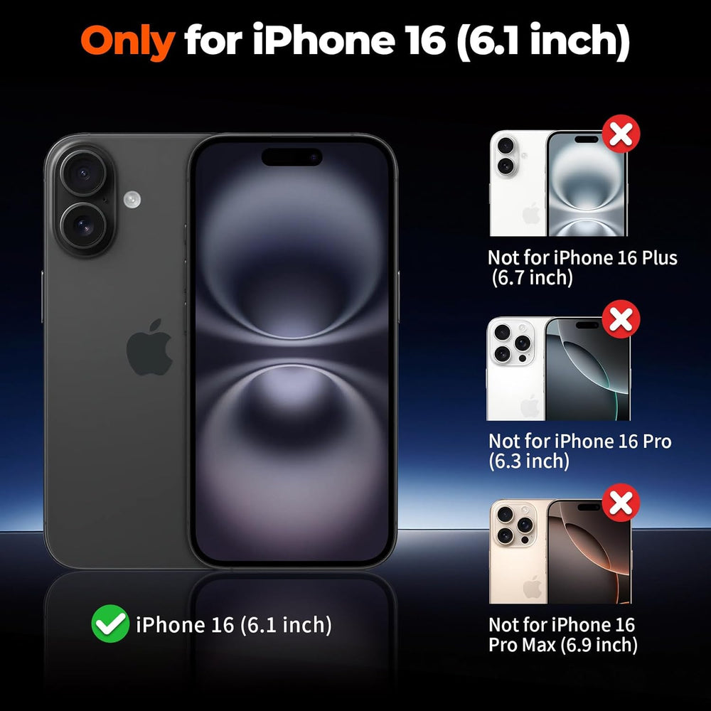 Magnetic Case for Iphone 16, [Compatible with Magsafe] [Military Grade Drop Protection] Translucent Matte Shockproof Anti-Scratch Phone Case, Black