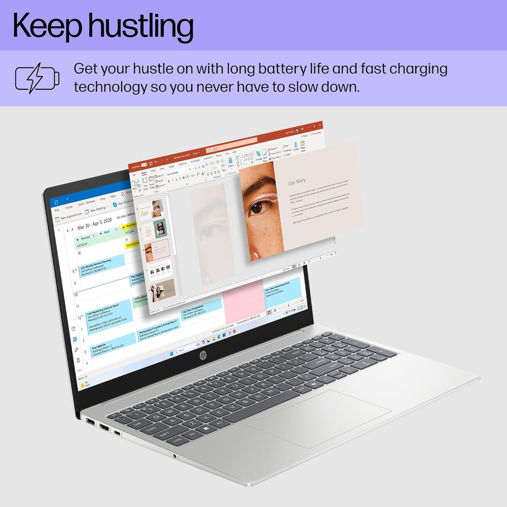 HP 15.6 Inch Laptop, HD Touchscreen Display, AMD Ryzen 3 7320U, 8 GB RAM, 256 GB SSD, AMD Radeon Graphics, Windows 11 Home, Natural Silver, 15-Fc0399Nr