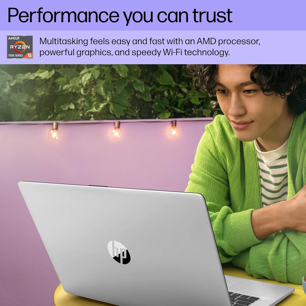 HP 17.3 Inch Laptop, HD+ Display, AMD Ryzen 5 7520U, 16 GB RAM, 512 GB SSD, AMD Radeon Graphics, Windows 11 Home, Natural Silver, 17-Cp2199Nr