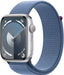 Watch Series 9 [GPS 45Mm] Smartwatch with Silver Aluminum Case with Winter Blue Sport Loop. Fitness Tracker, Blood Oxygen & ECG Apps, Always-On Retina Display, Carbon Neutral