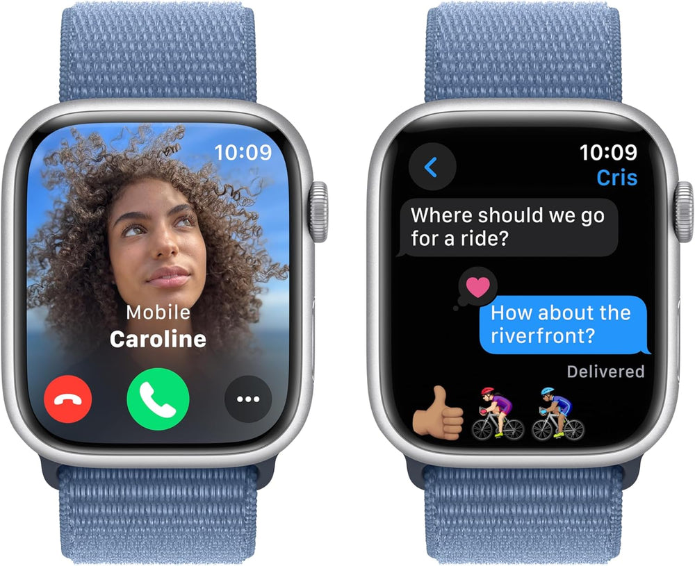 Watch Series 9 [GPS 45Mm] Smartwatch with Silver Aluminum Case with Winter Blue Sport Loop. Fitness Tracker, Blood Oxygen & ECG Apps, Always-On Retina Display, Carbon Neutral