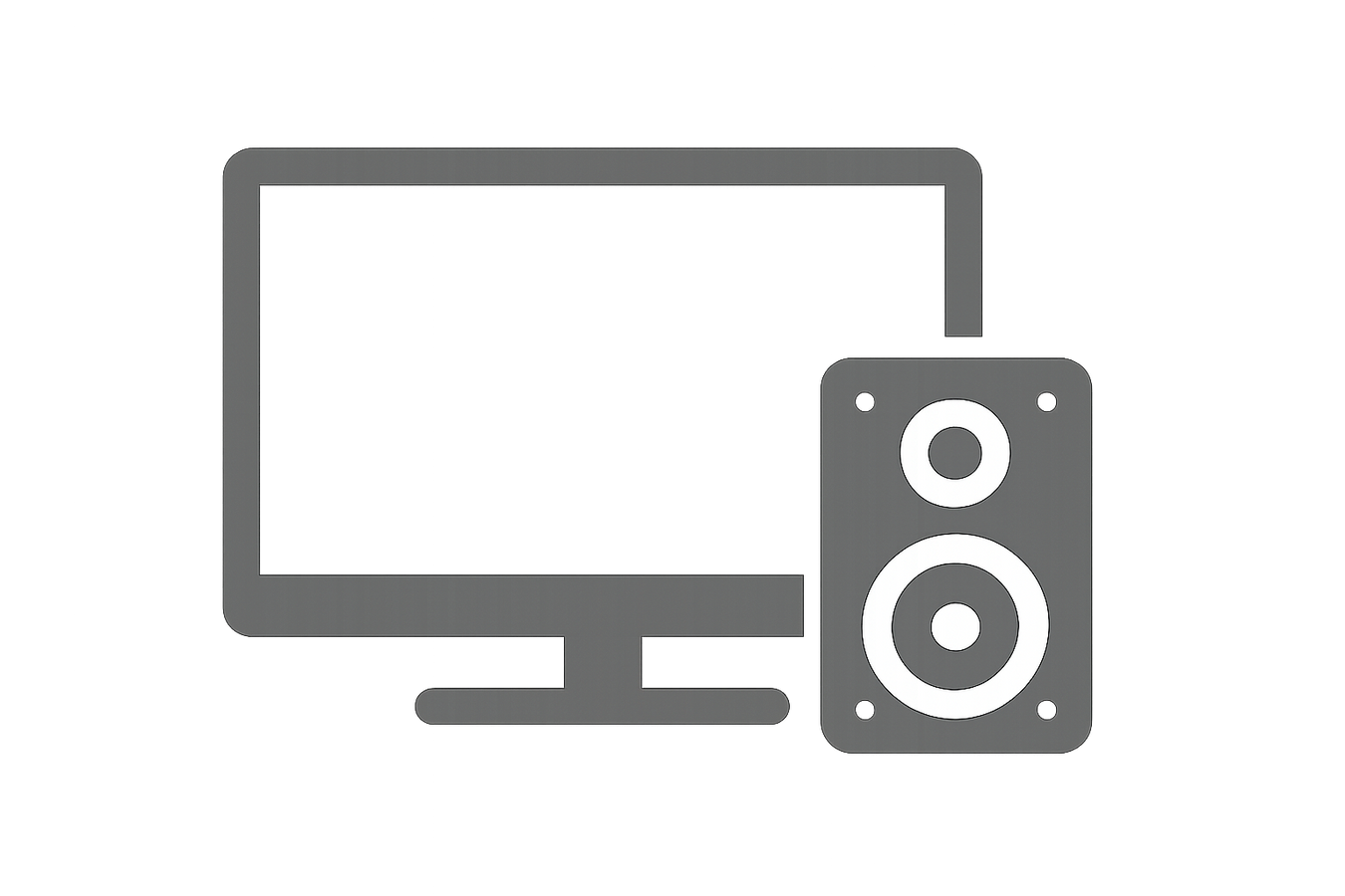Generate a simple grey TV and Speaker icon